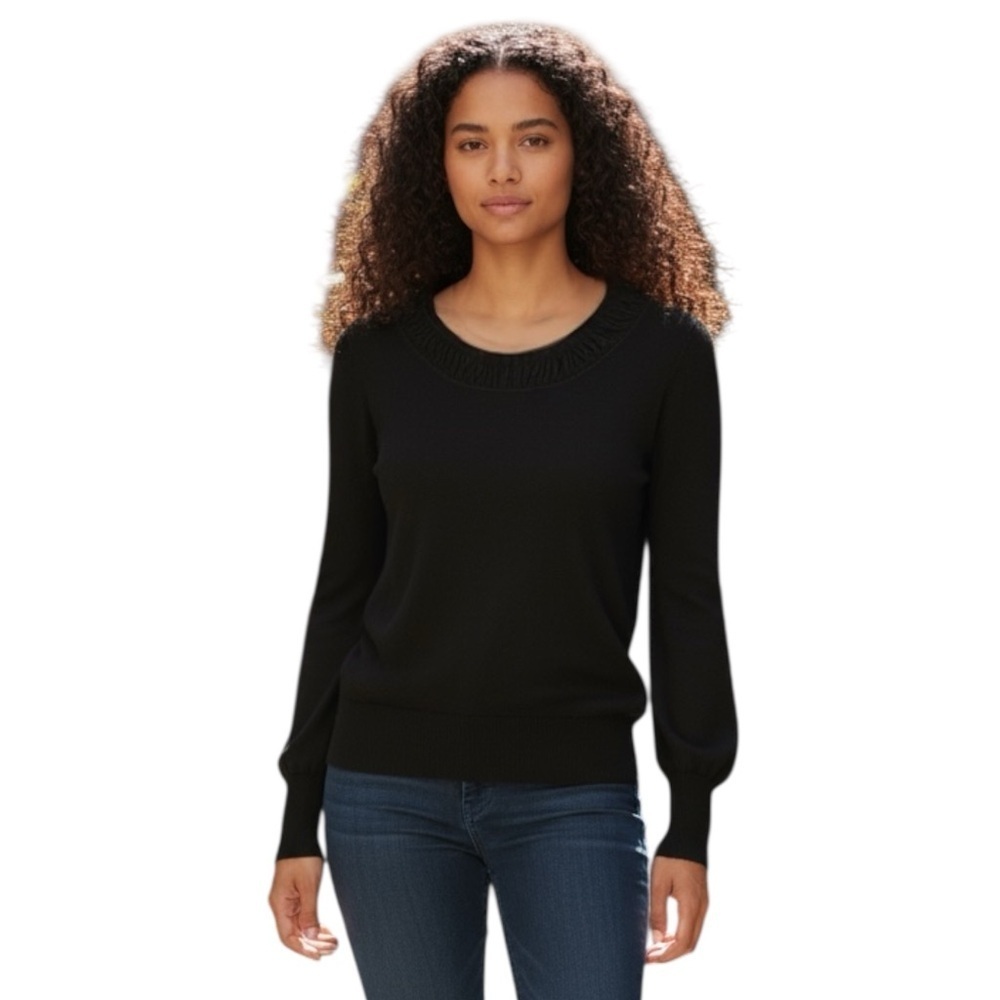 DKNYC Black S Sweater Ruched Knit Neckline R $89